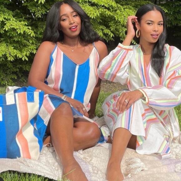 LEMLEM x H&M Stripe Satin Dress Size Small - Picture 7 of 8